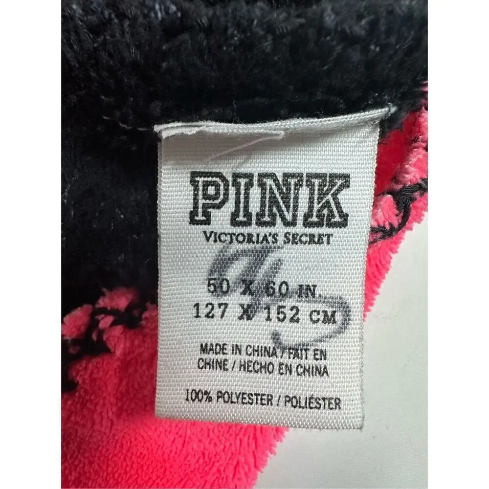 Rare Limited Victoria's Secret PINK Pink Black & White Stadium Blanket/Throw